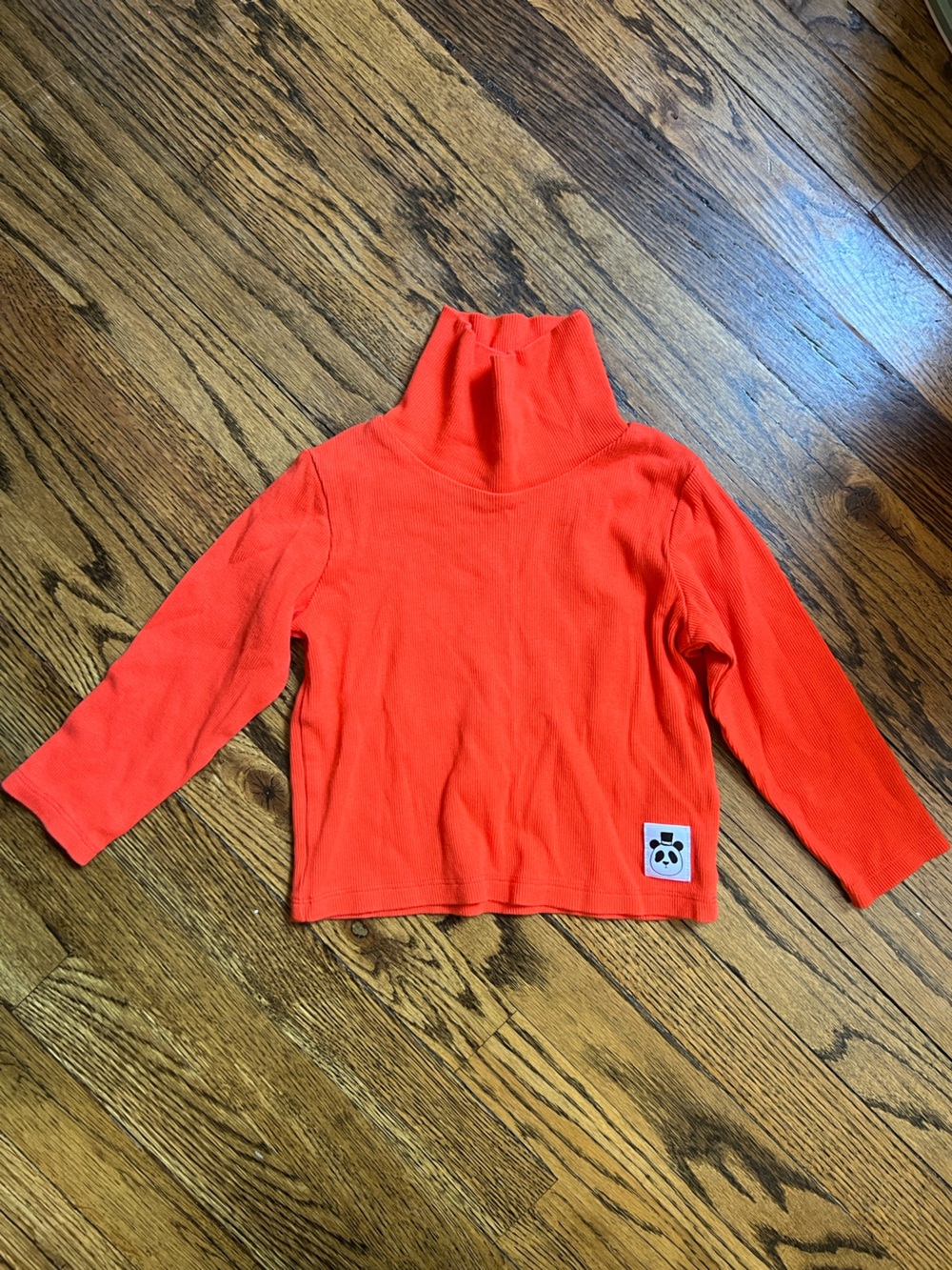 Mini Rodini Bright Orange Long-Sleeve Turtleneck Tee